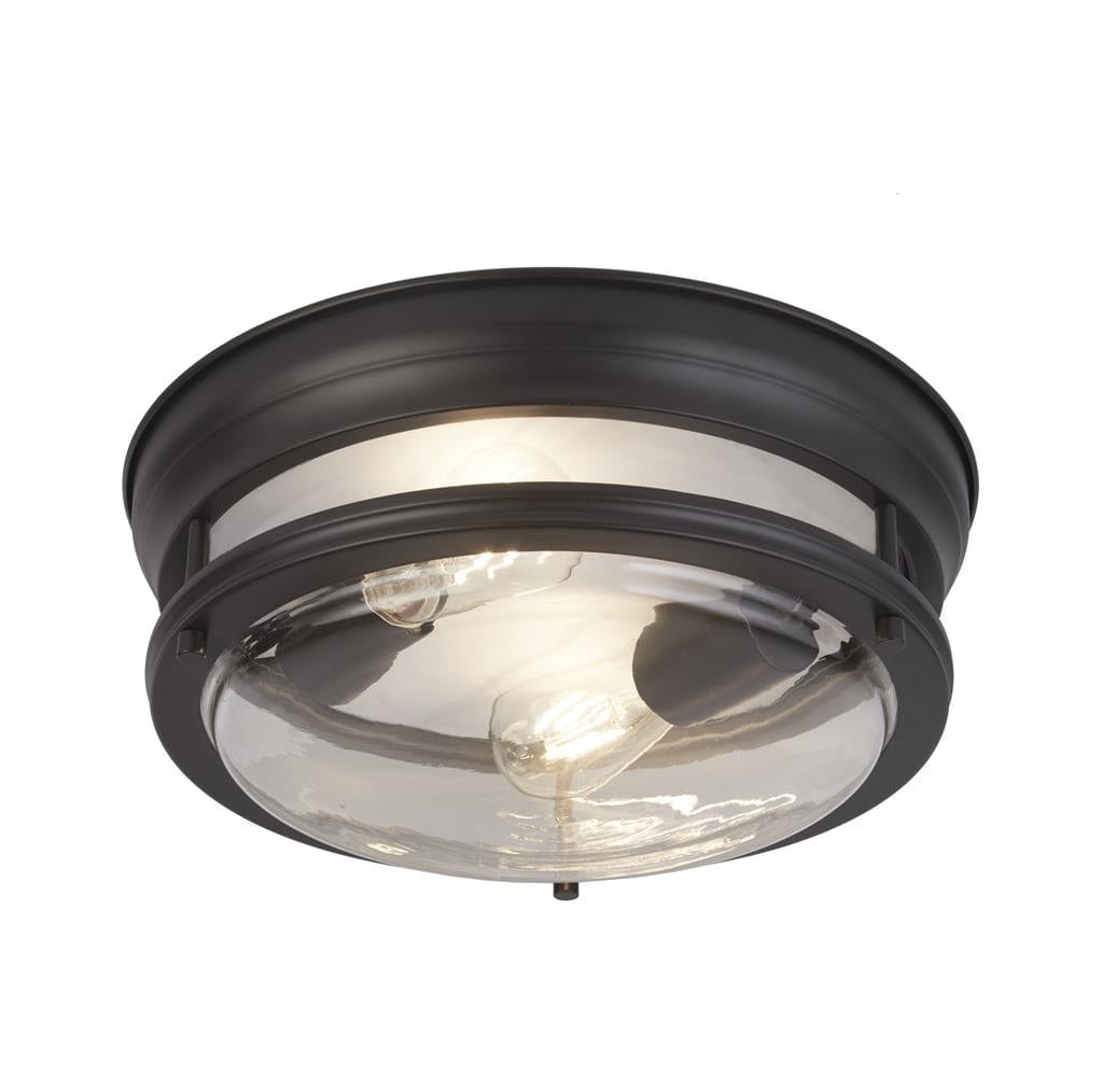 Searchlight Glasgow 2Lt Flush - Black Metal & Clear Glass 5182BK