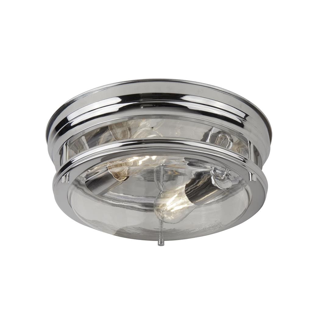 Searchlight Glasgow 2Lt Flush  - Chrome Metal & Clear Glass 5182CC