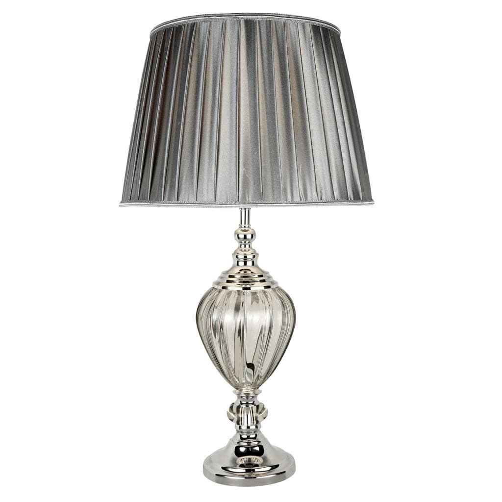 Searchlight Greyson Table Lamp - Chrome, Smoked Glass & Pewter Shade 3721CL