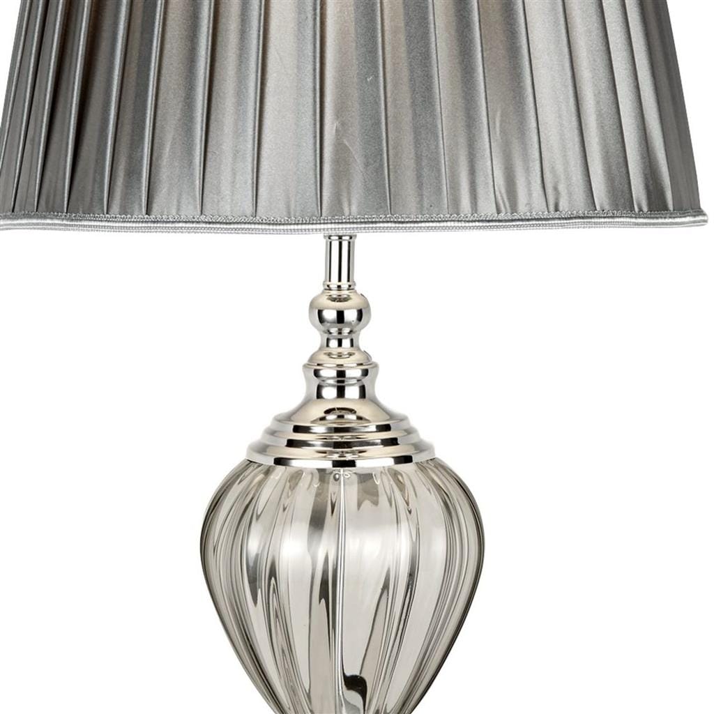 Searchlight Greyson Table Lamp - Chrome, Smoked Glass & Pewter Shade 3721CL