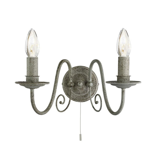 Searchlight Greythorne 2Lt Wall Light - Textured Grey Metal 3362-2GY