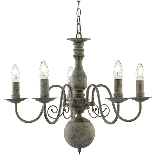 Searchlight Greythorne 5Lt Pendant - Textured Grey Metal 2265-5GY