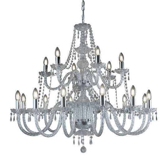 Searchlight Hale 18Lt Pendant - Chrome Metal & Clear Crystal 17218-18