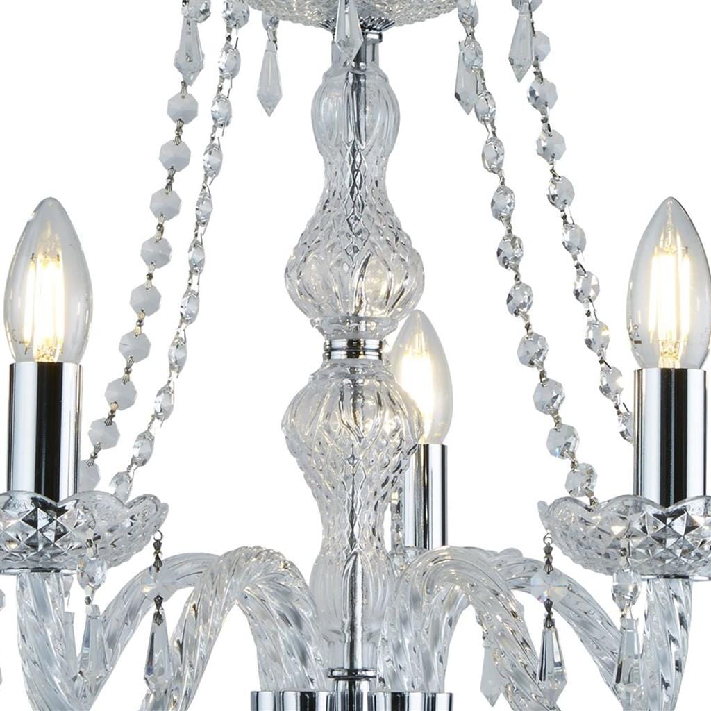 Searchlight Hale  5Lt Chandelier - Chrome Metal & Clear Crystal 215-5