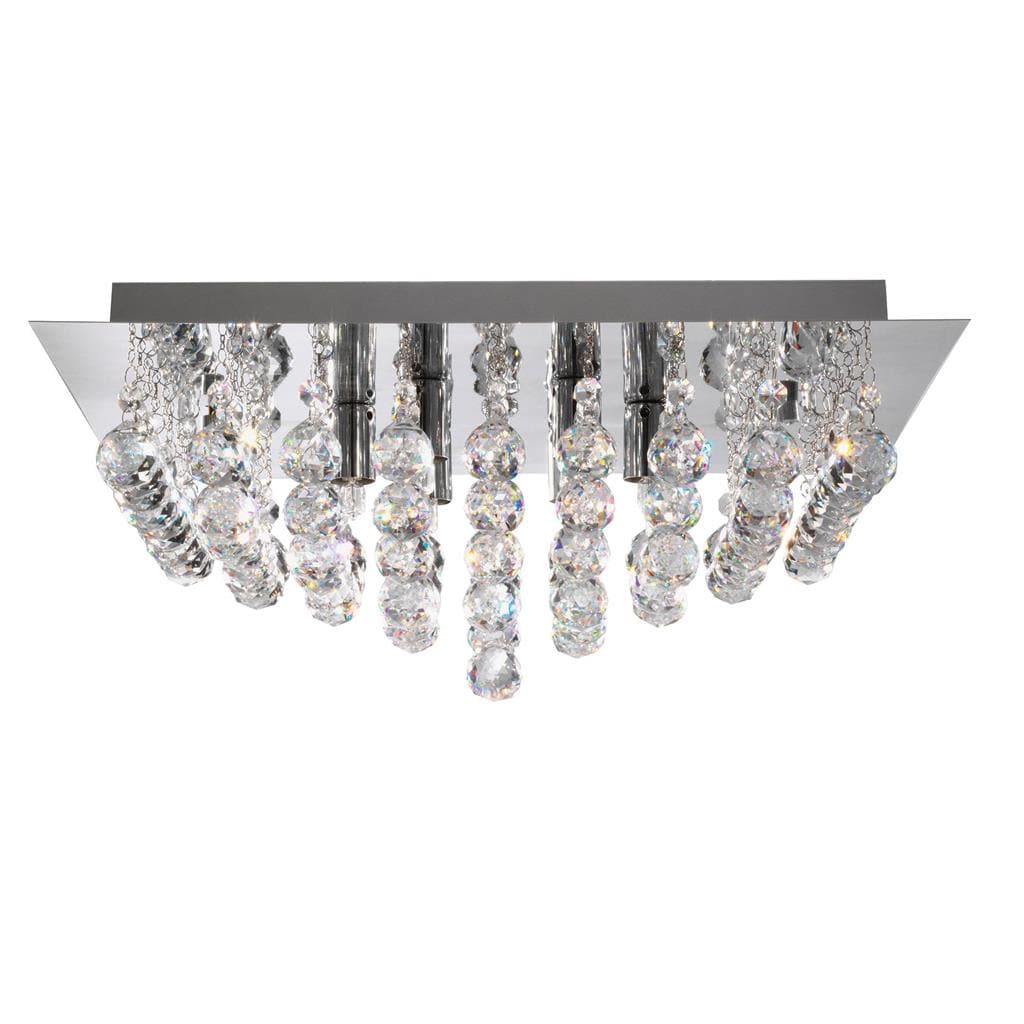 Searchlight Hanna 4Lt Flush Ceiling Light - Chrome & Clear Crystal 6404-4CC