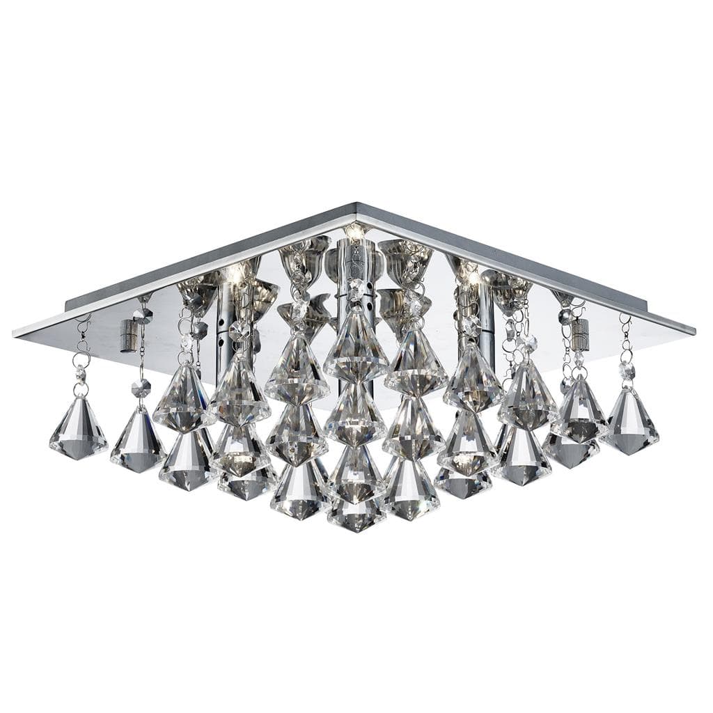 Searchlight Hanna 4Lt Flush -  Chrome & Clear Crystal Drops 7304-4CC