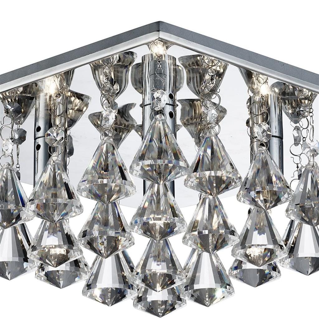 Searchlight Hanna 4Lt Flush -  Chrome & Clear Crystal Drops 7304-4CC