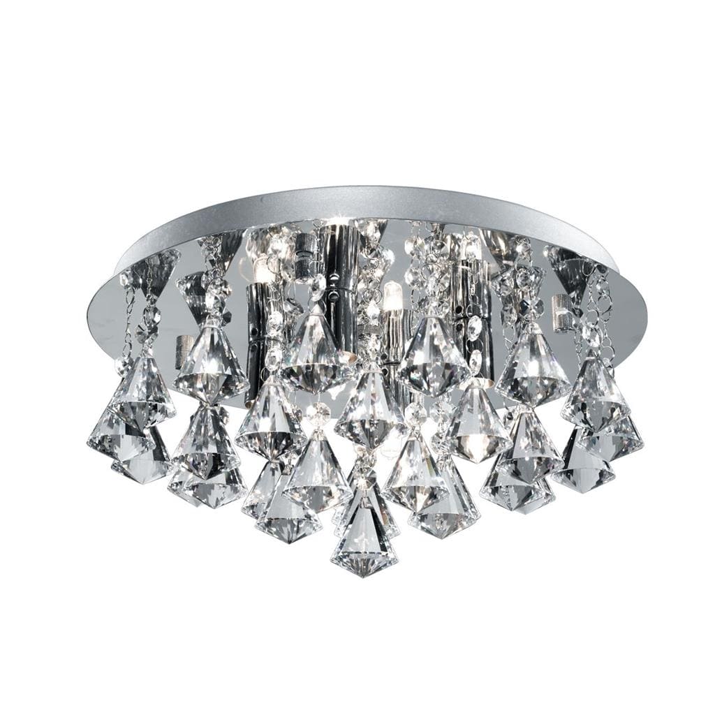 Searchlight Hanna 4Lt Flush - Chrome Metal & Clear Crystal 2204-4CC