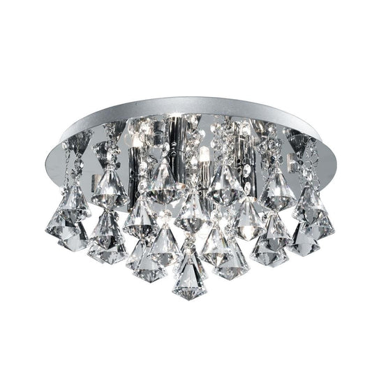 Searchlight Hanna 4Lt Flush - Chrome Metal & Clear Crystal 2204-4CC