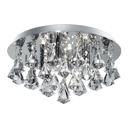 Searchlight Hanna 4Lt Flush  - Chrome Metal & Clear Crystal 3304-4CC