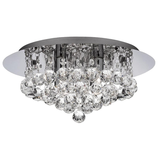 Searchlight Hanna 4Lt Flush  - Chrome Metal & Clear Crystal 3404-4CC