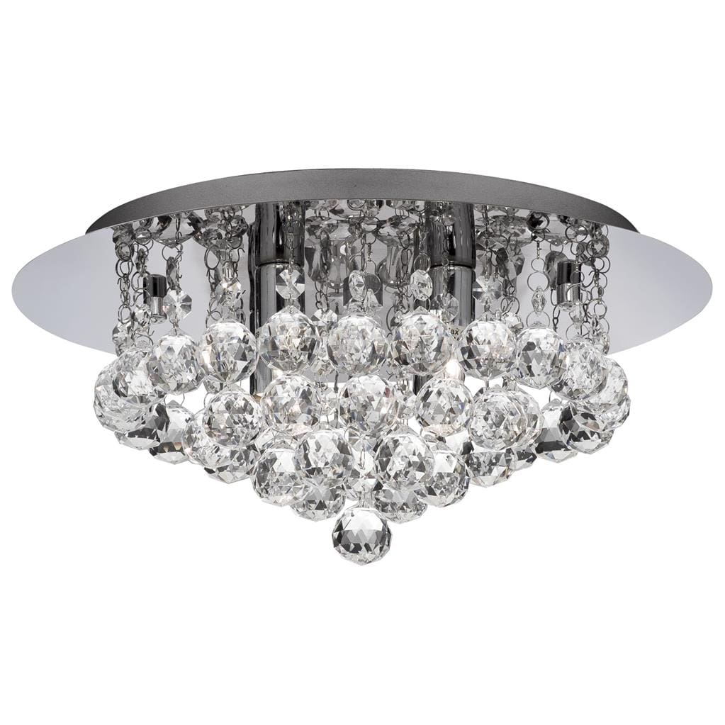 Searchlight Hanna 4Lt Flush  - Chrome Metal & Clear Crystal 3404-4CC