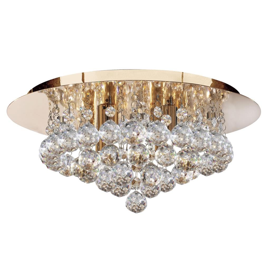 Searchlight Hanna 4Lt Flush  - Gold Metal & Clear Crystal 3404-4GO