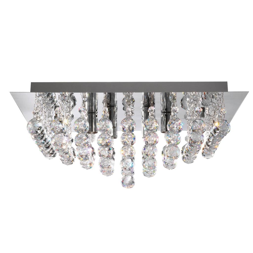 Searchlight Hanna 6Lt Flush Ceiling Light - Chrome & Clear Crystal 6406-6CC