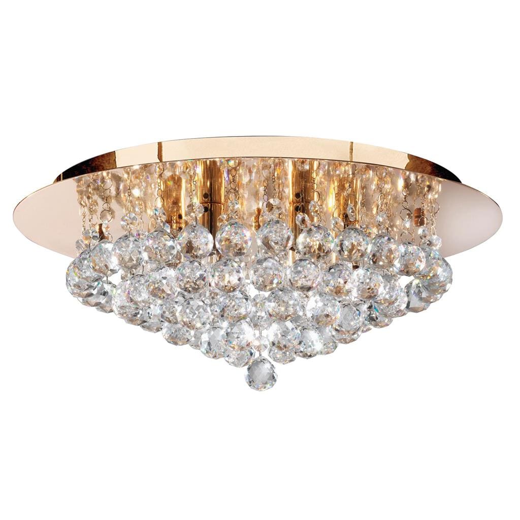 Searchlight Hanna 6Lt Flush  - Gold Metal & Clear Crystal 3406-6GO