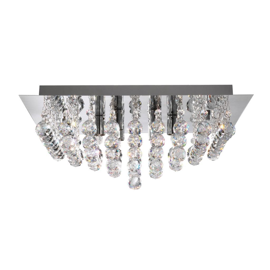 Searchlight Hanna 8Lt Flush Ceiling Light - Chrome & Clear Crystal 6408-8CC