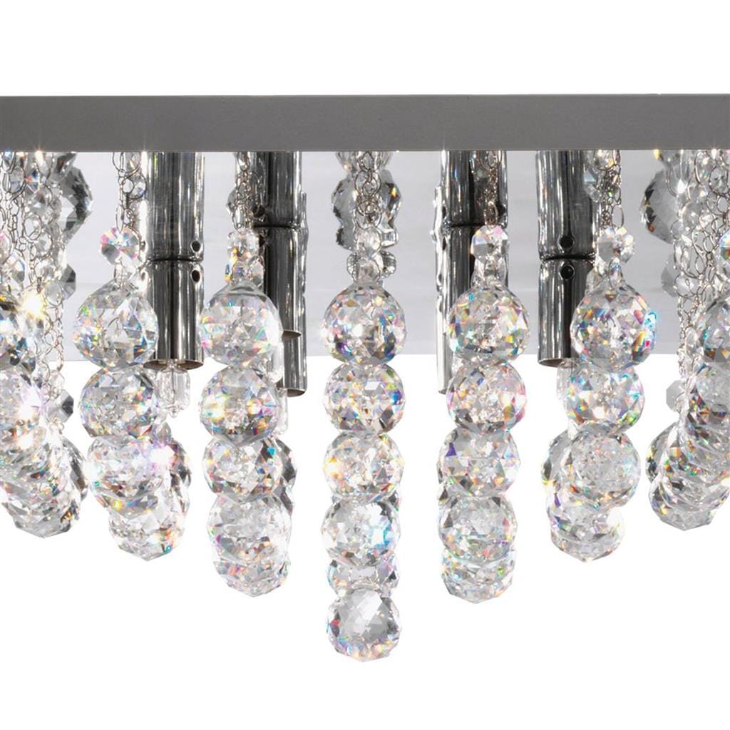 Searchlight Hanna 8Lt Flush Ceiling Light - Chrome & Clear Crystal 6408-8CC