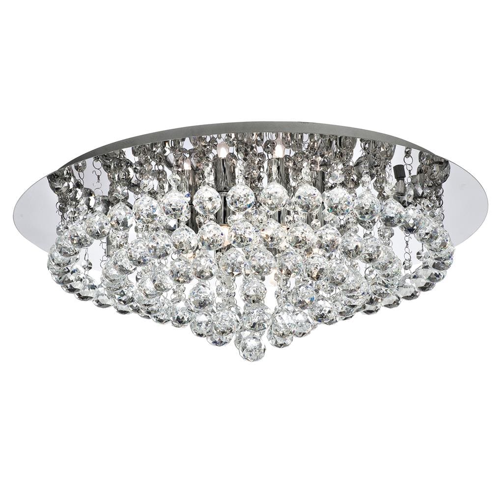 Searchlight Hanna 8Lt Flush  - Chrome Metal & Clear Crystal 3408-8CC