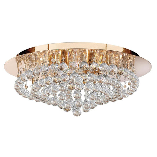 Searchlight Hanna 8Lt Flush  - Gold Metal & Clear Crystal 3408-8GO