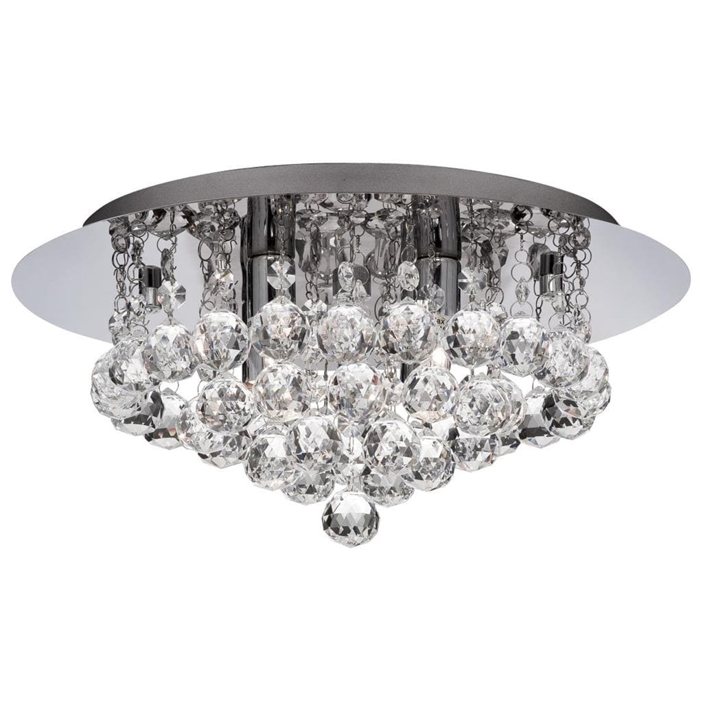 Searchlight Hanna II 4Lt Flush - Chrome Metal & Clear Crystal 4404-4CC-LED