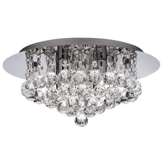 Searchlight Hanna II 4Lt Flush - Chrome Metal & Clear Crystal 4404-4CC-LED