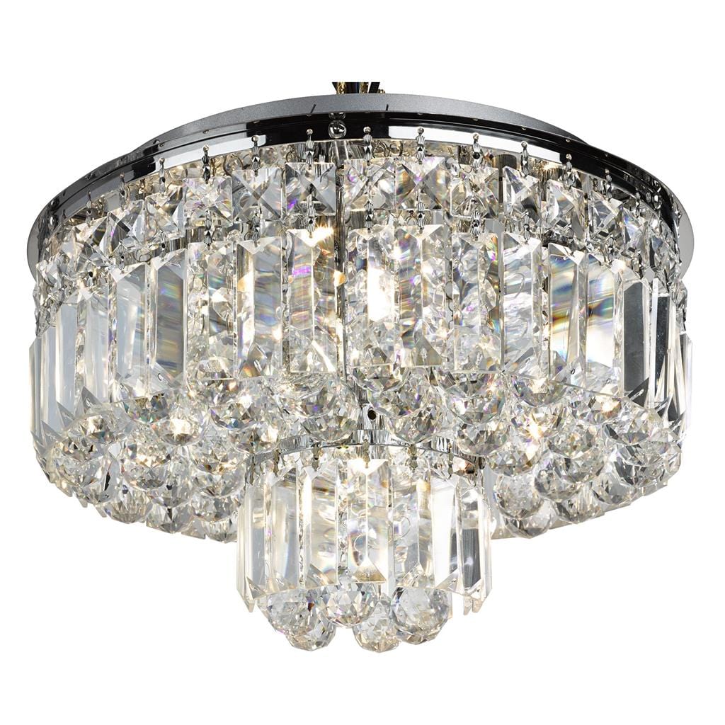 Searchlight Hayley 5Lt Flush  -  Chrome, Crystal Coffin & Ball Drops 7755-5CC