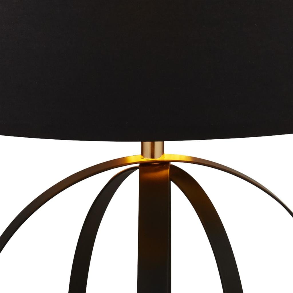 Searchlight Hazel Table Lamp - Black & Gold Metal & Black Shade 8072BGO