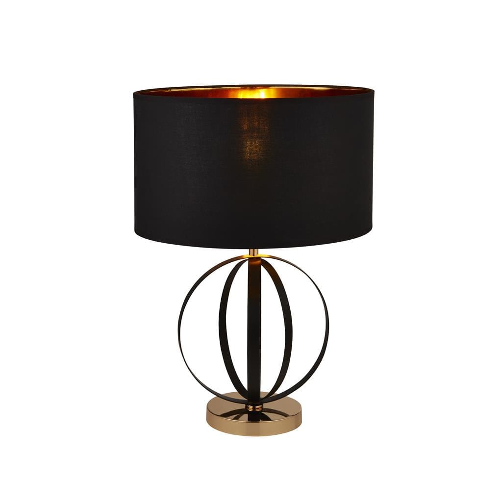 Searchlight Hazel Table Lamp - Black & Gold Metal & Black Shade 8072BGO