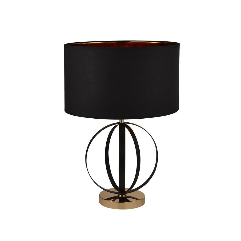 Searchlight Hazel Table Lamp - Black & Gold Metal & Black Shade 8072BGO