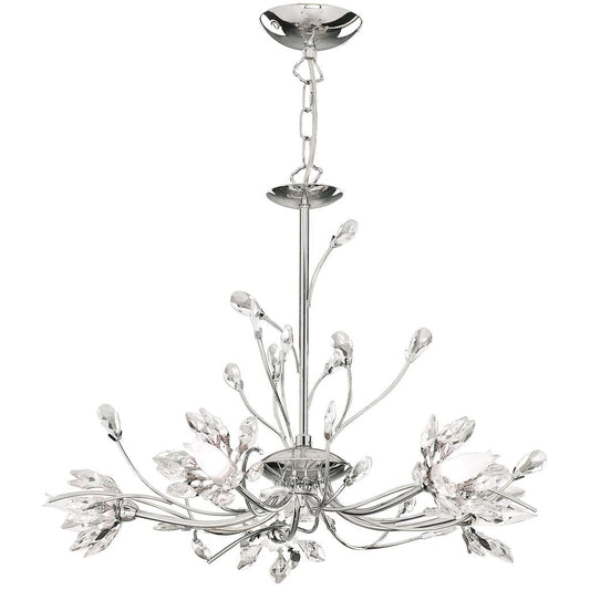 Searchlight Hibiscus 5Lt Ceiling Pendant - Chrome & Clear Glass 1885-5CC