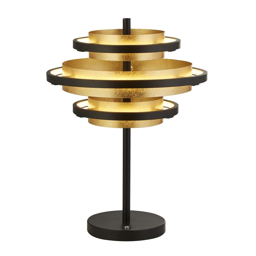 Searchlight Hive 3Lt Table Lamp - Black Metal & Gold Leaf 6357BG