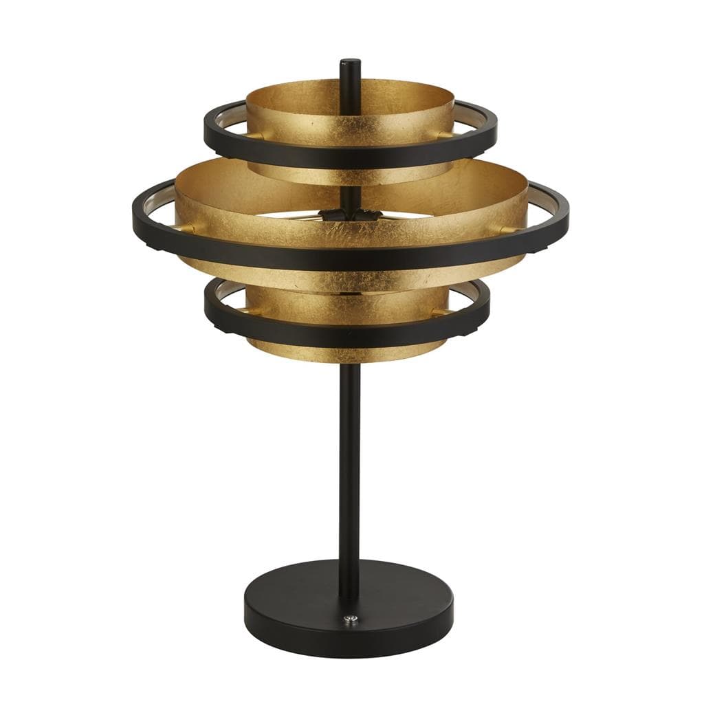 Searchlight Hive 3Lt Table Lamp - Black Metal & Gold Leaf 6357BG