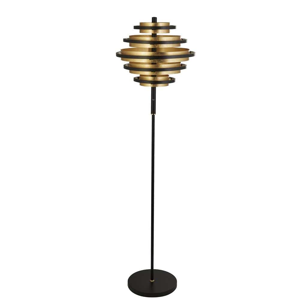 Searchlight Hive 5Lt Floor Lamp - Black Metal & Gold Leaf 6359BG