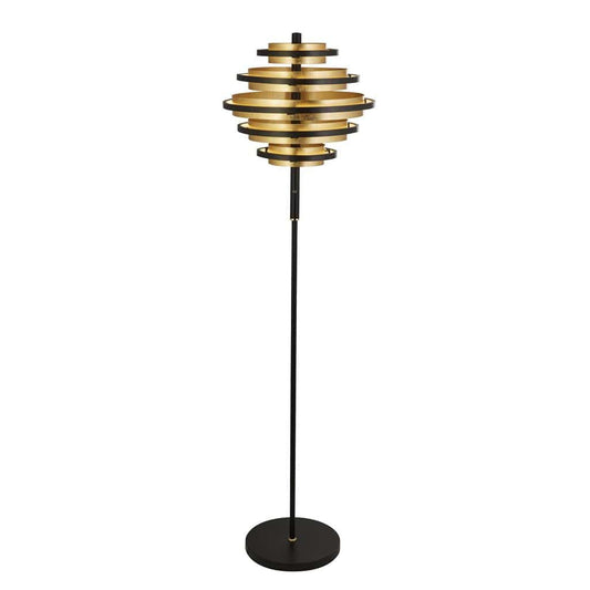 Searchlight Hive 5Lt Floor Lamp - Black Metal & Gold Leaf 6359BG