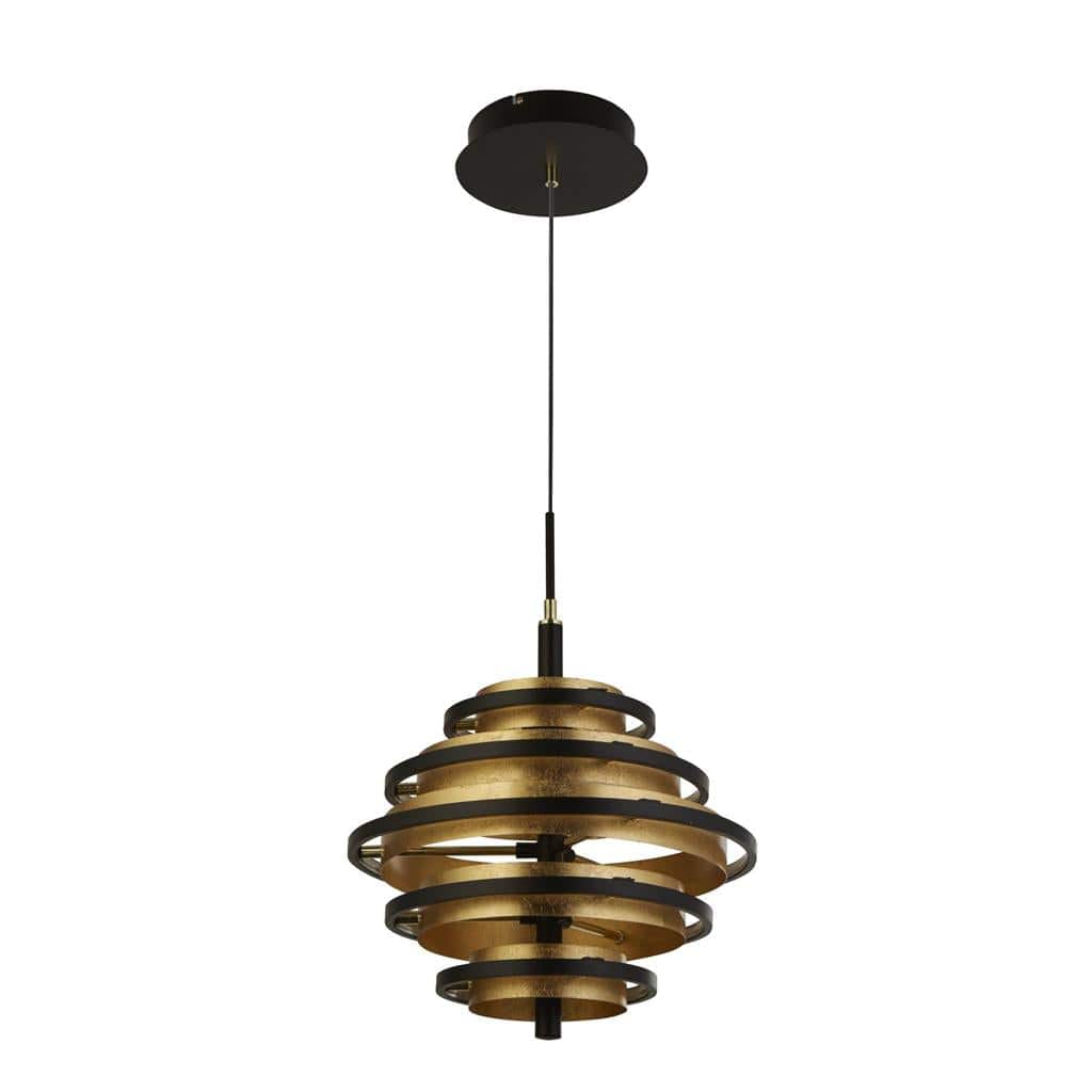 Searchlight Hive 5Lt Pendant - Black Metal & Gold Leaf 6375-5BG