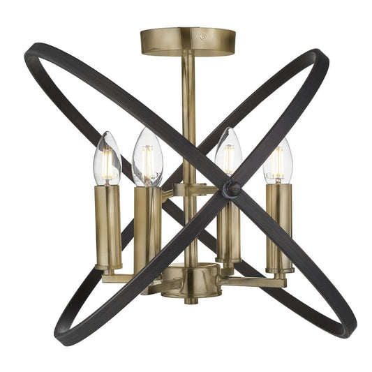 Searchlight Hoopla 4Lt Semi-Flush - Bronze Metal 8344-4BZ