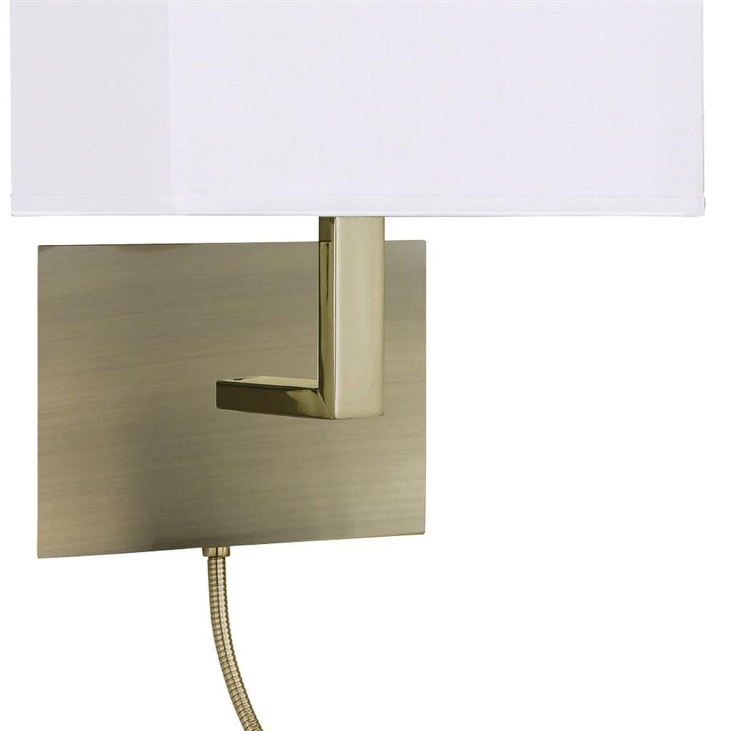 Searchlight Hotel Wall Light- Antique Brass Metal & White Fabric 6519AB