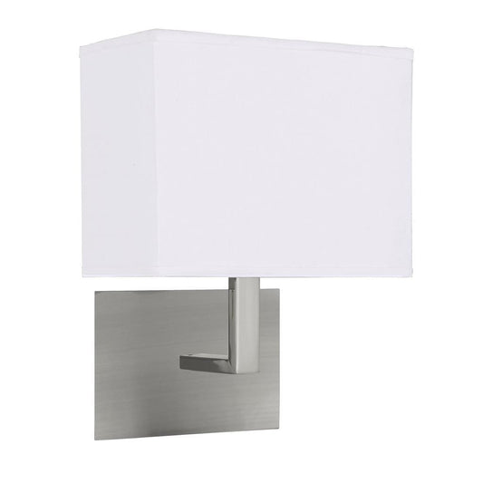 Searchlight Hotel  Wall Light  - Satin Silver Metal & White Fabric Shade 5519SS