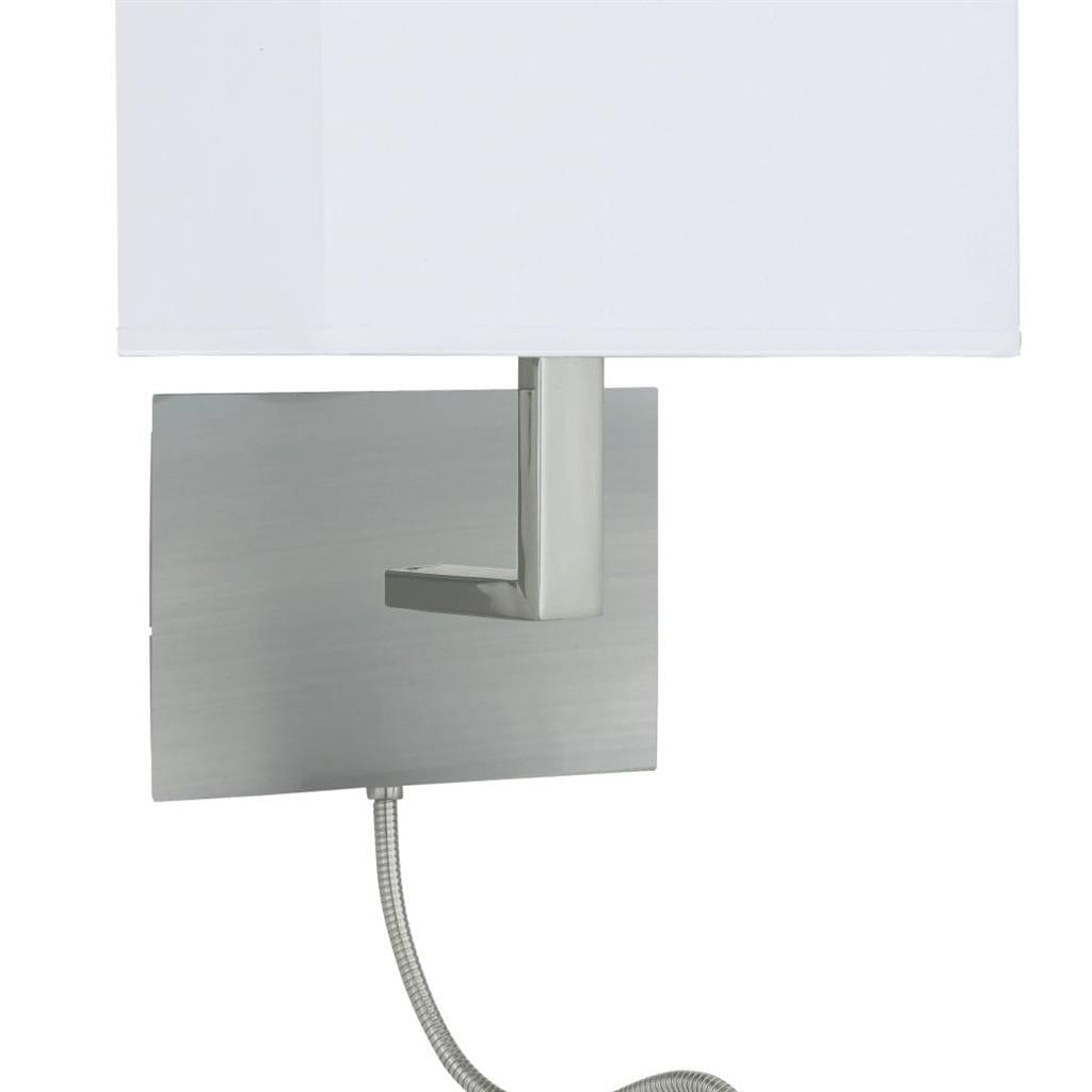 Searchlight Hotel Wall Light with LED Reading Light - Satin Silver Metal 6519SS