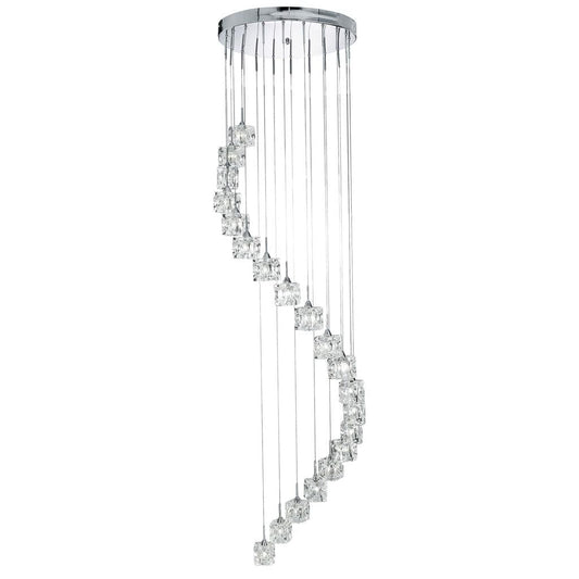 Searchlight Ice Cube 20Lt Multi-Drop Pendant  - Chrome Metal & Glass 6720-20-LED