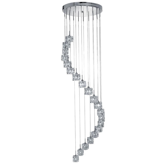 Searchlight Ice Cube  20Lt Multi-Drop Pendant  - Chrome Metal & Glass 7820-20-LED