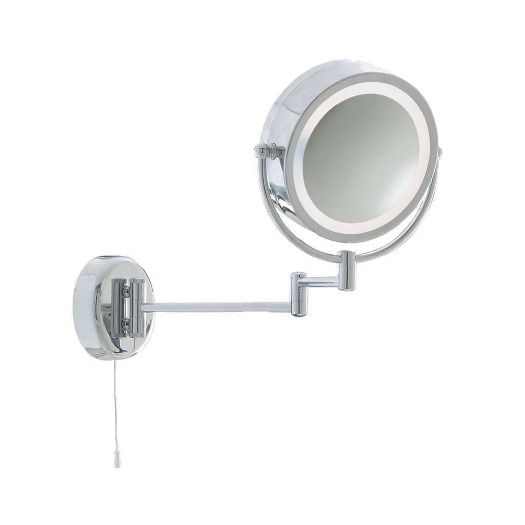 Searchlight Illuminating Bathroom Mirror With Swing Arm  -  Chrome, IP44 11824