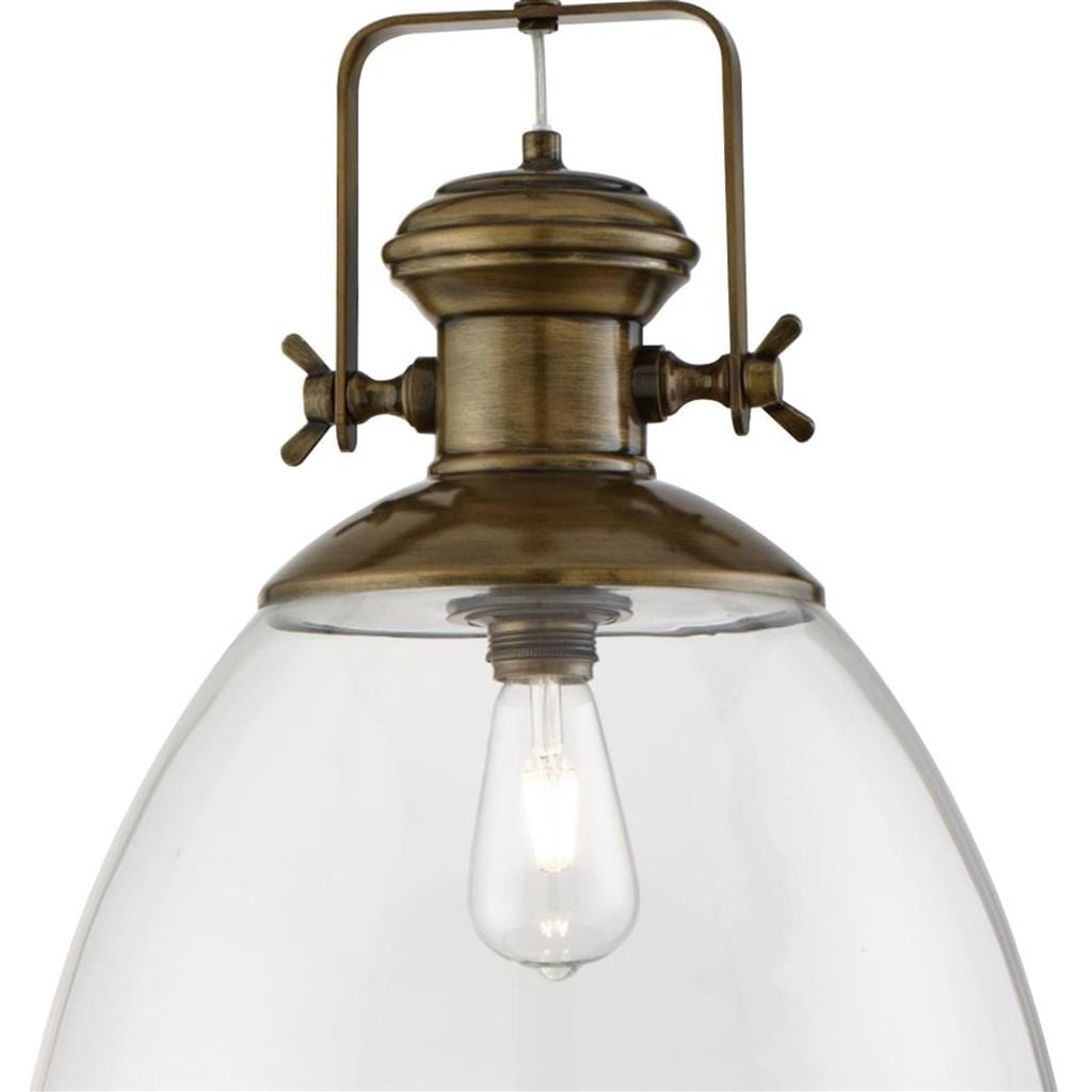 Searchlight Industrial Pendant - Painted Antique Brass & Clear Glass 6659