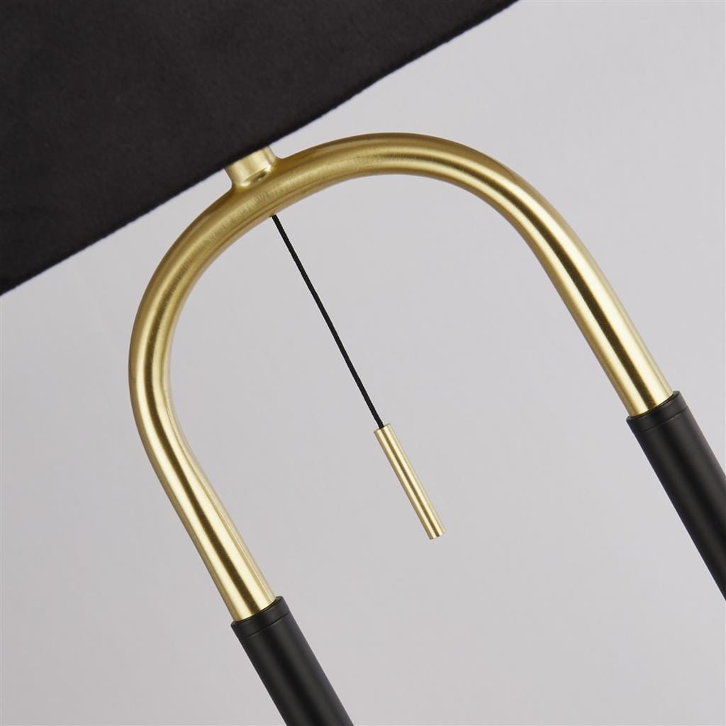 Searchlight Jazz Floor Lamp - Black, Satin Brass Metal & Black Velvet 41432SB