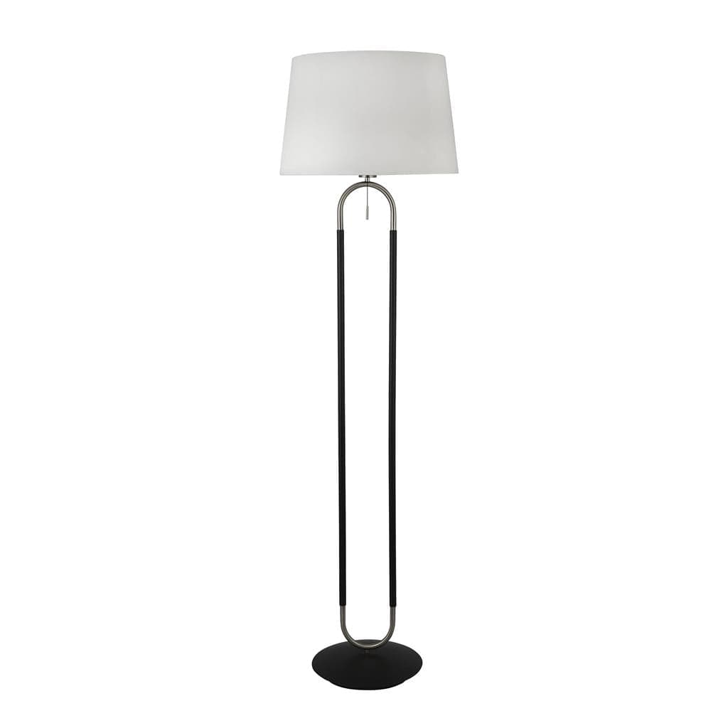 Searchlight Jazz Floor Lamp - Black, Satin Silver Metal & White Velvet 41432SS