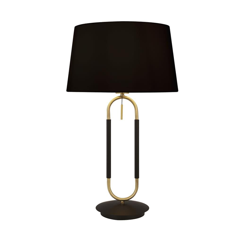 Searchlight Jazz Table Lamp - Black, Satin Brass Metal & Black Velvet 41431SB