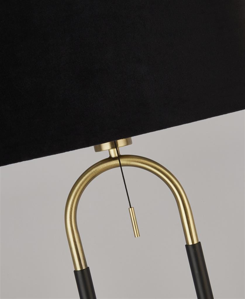 Searchlight Jazz Table Lamp - Black, Satin Brass Metal & Black Velvet 41431SB