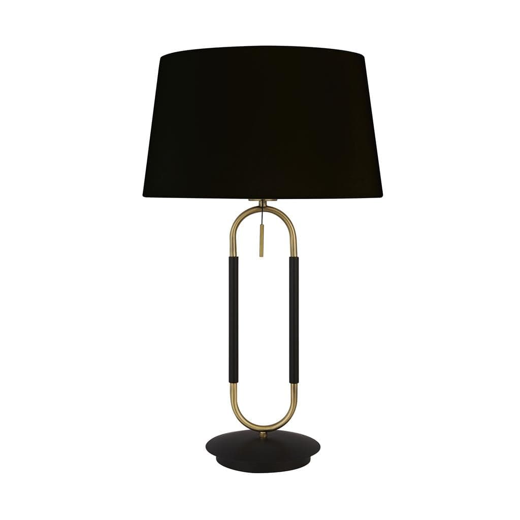 Searchlight Jazz Table Lamp - Black, Satin Brass Metal & Black Velvet 41431SB