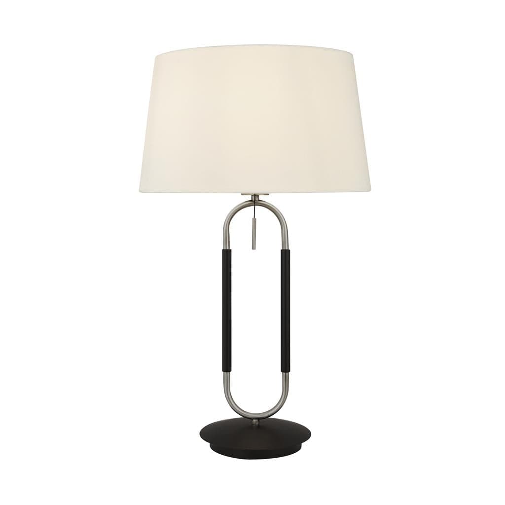 Searchlight Jazz Table Lamp - Black, Satin Silver Metal & White Velvet 41431SS