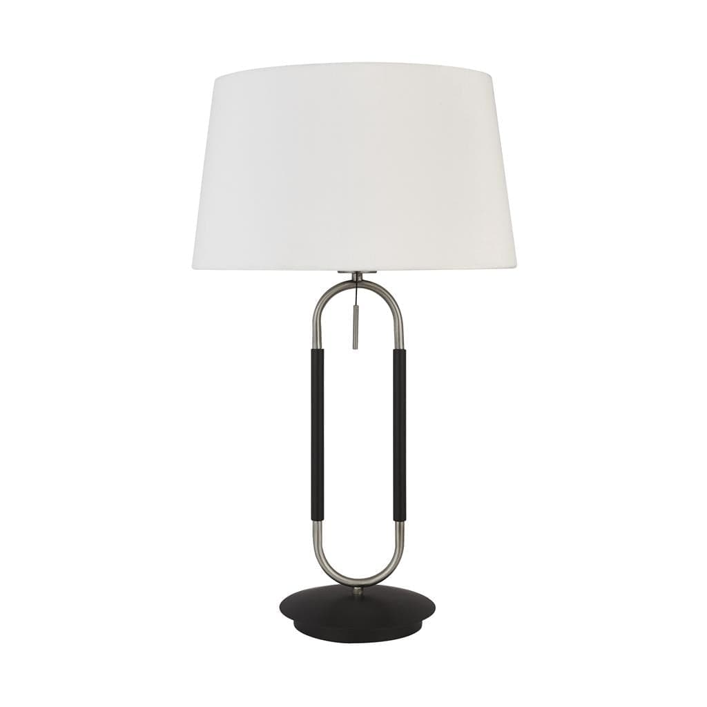 Searchlight Jazz Table Lamp - Black, Satin Silver Metal & White Velvet 41431SS